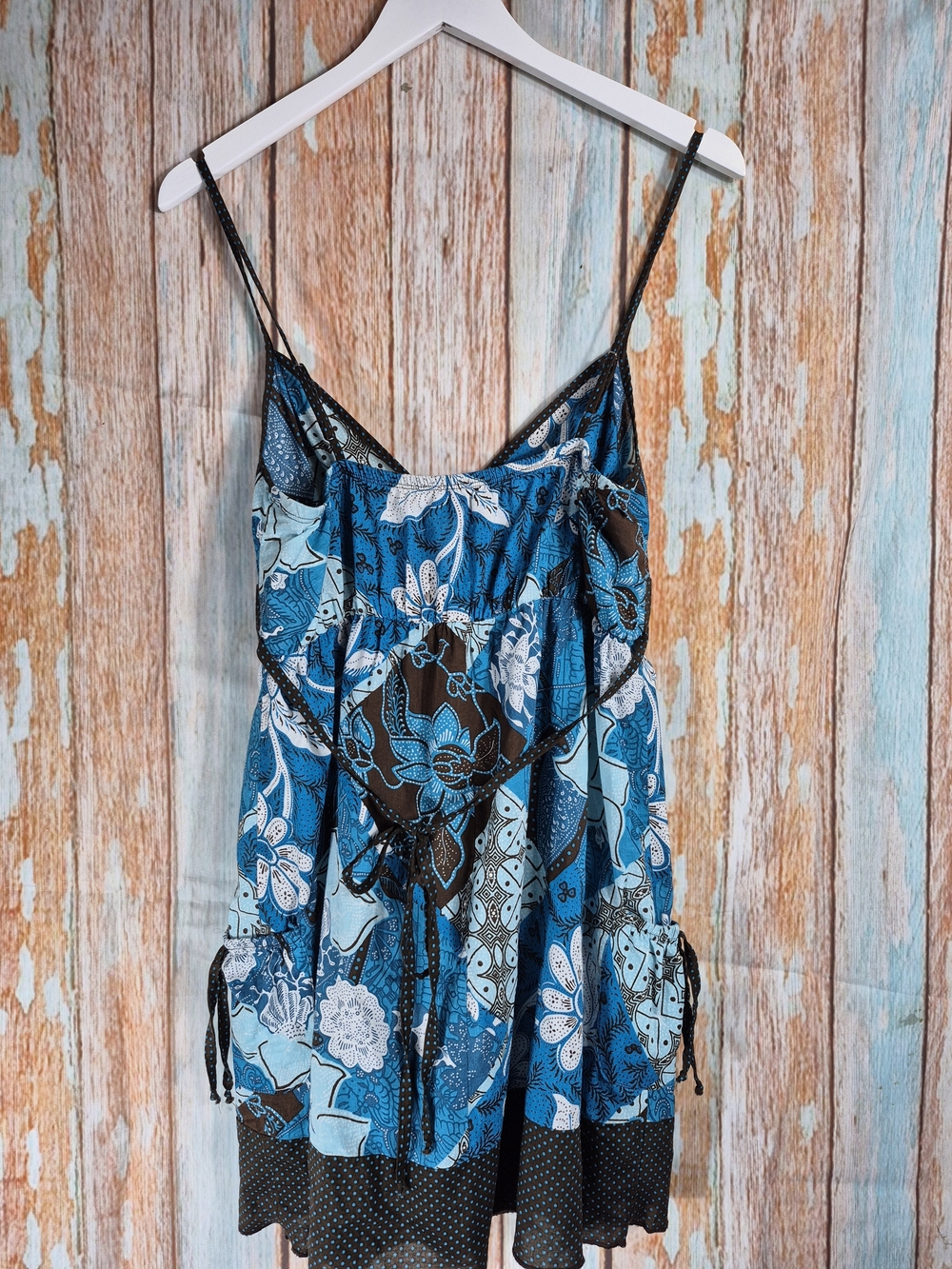 Vintage Charlotte Russe Blue Floral Print Cami with Black Trim